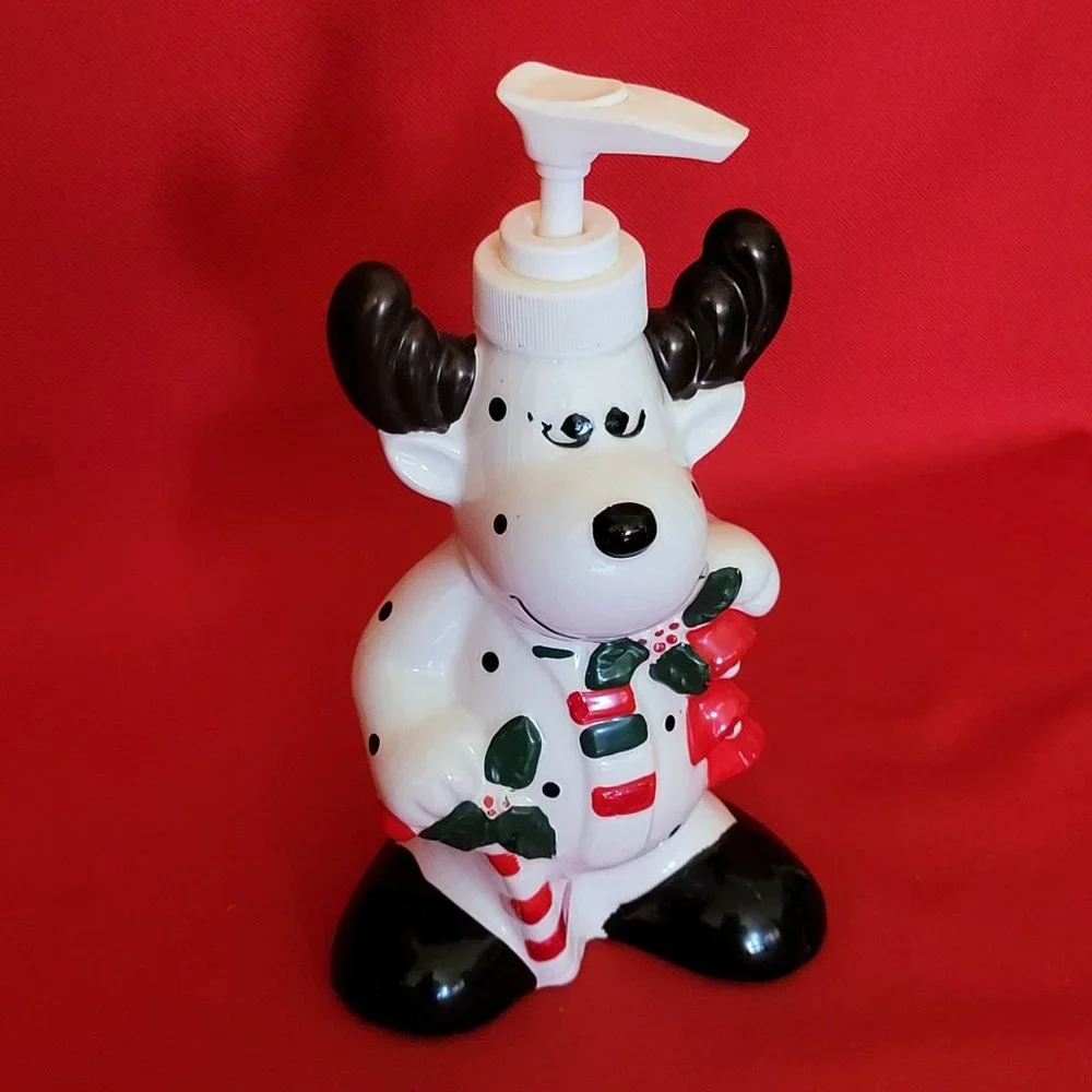 Ceramic Christmas Reindeer Soap Lotion Dispenser for Kitchen Bath